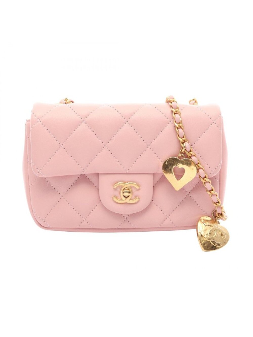 Chanel Shoulder Bag Mini Quilted Light Pink Lambskin Small Flap Chain